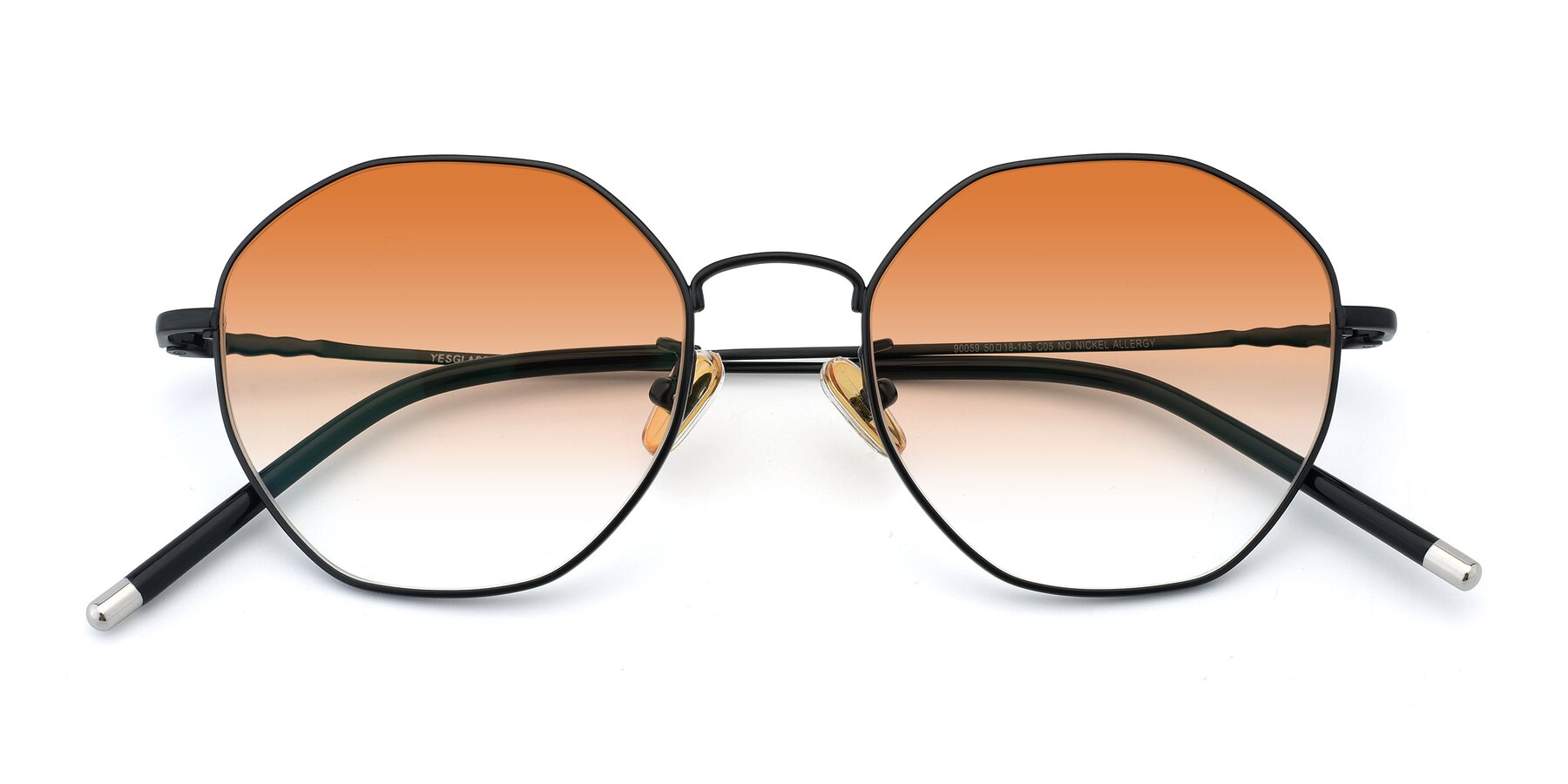 Folded Front of 90059 in Black with Orange Gradient Lenses