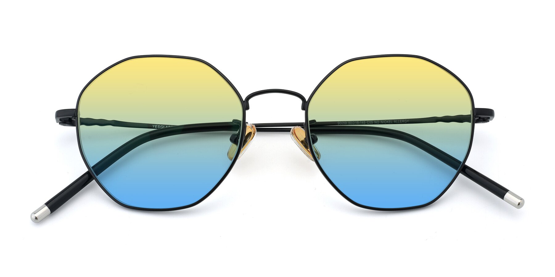 Folded Front of 90059 in Black with Yellow / Blue Gradient Lenses