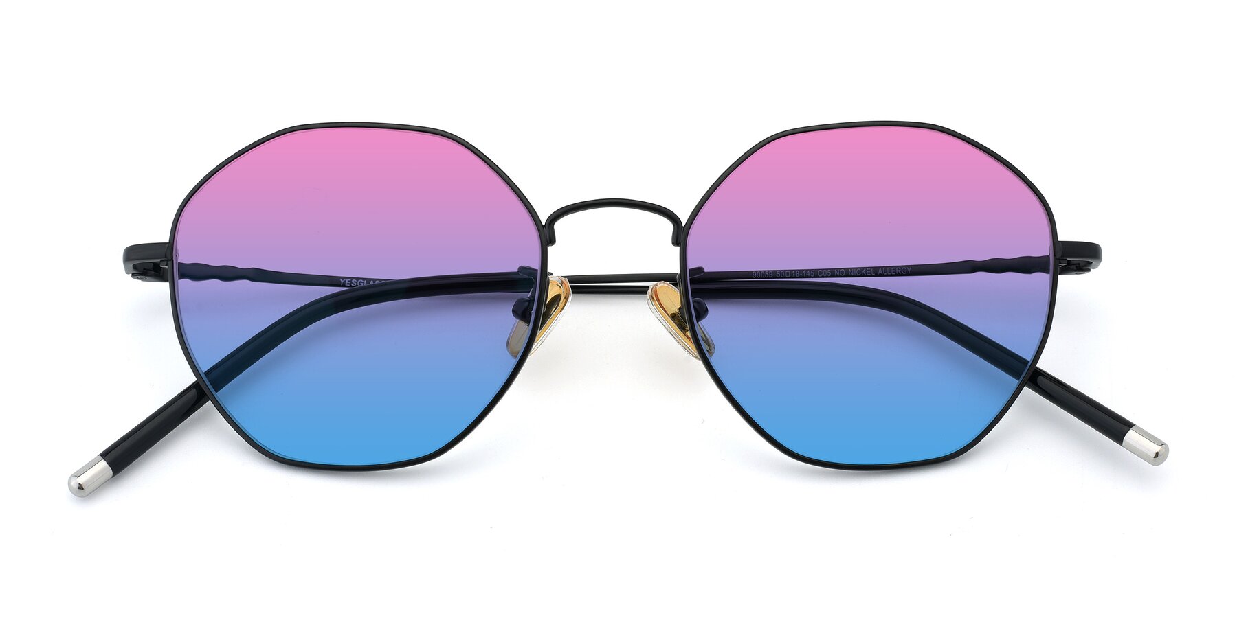 Folded Front of 90059 in Black with Pink / Blue Gradient Lenses