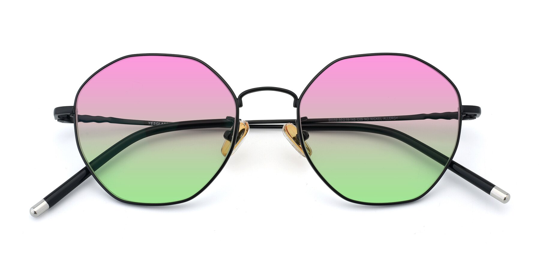 Folded Front of 90059 in Black with Pink / Green Gradient Lenses