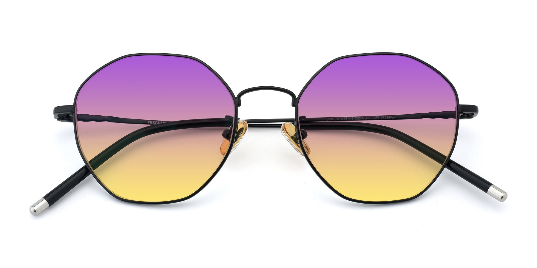 Folded Front of 90059 in Black with Purple / Yellow Gradient Lenses