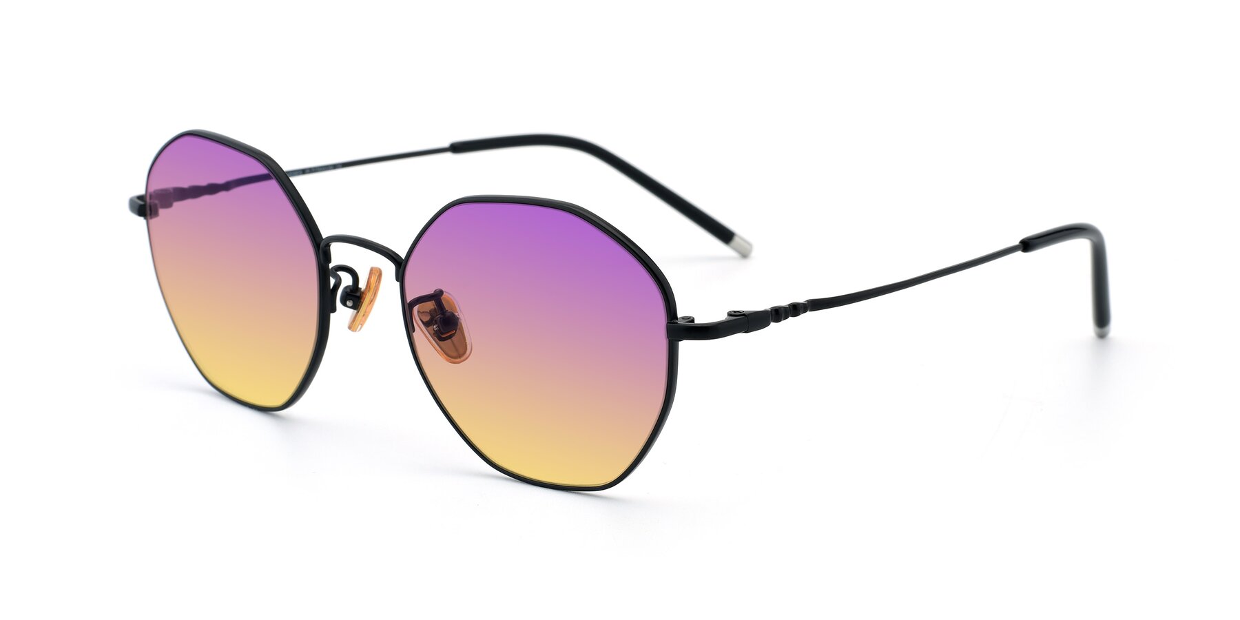 Angle of 90059 in Black with Purple / Yellow Gradient Lenses