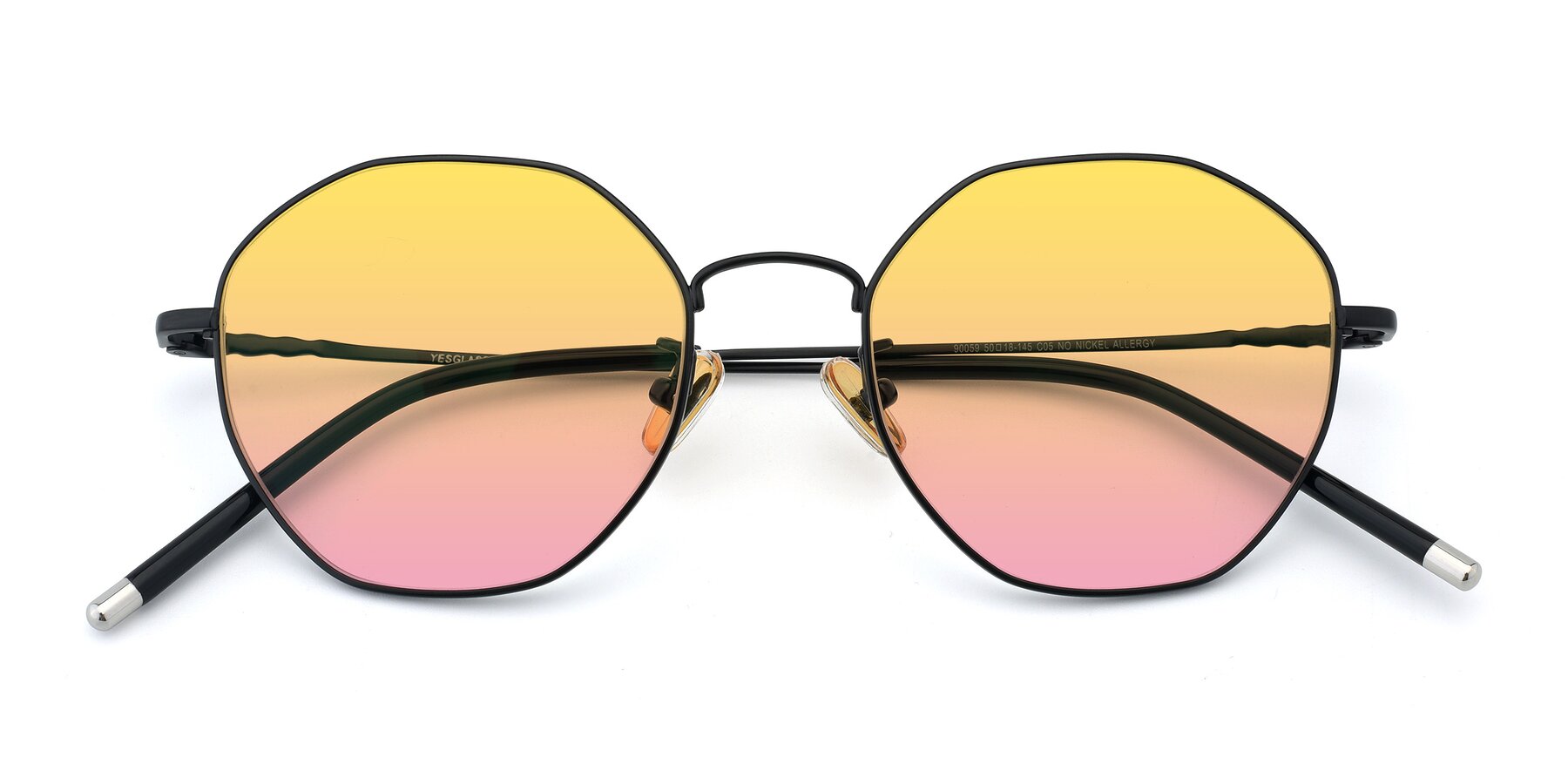 Folded Front of 90059 in Black with Yellow / Pink Gradient Lenses