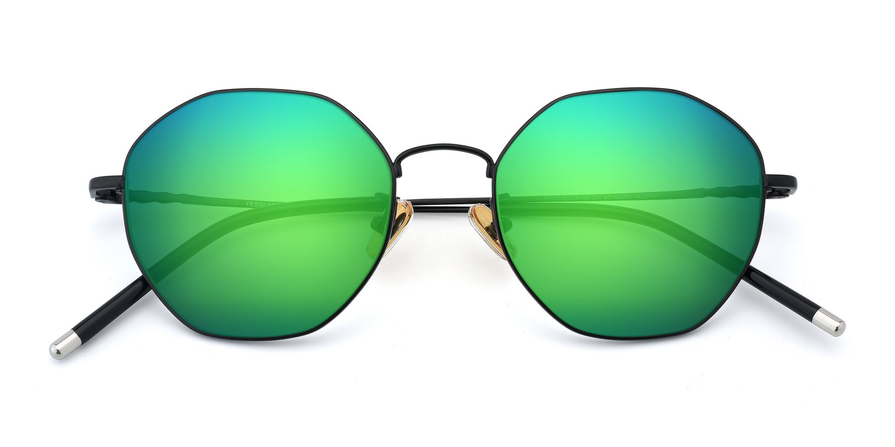 Folded Front of 90059 in Black with Green Mirrored Lenses
