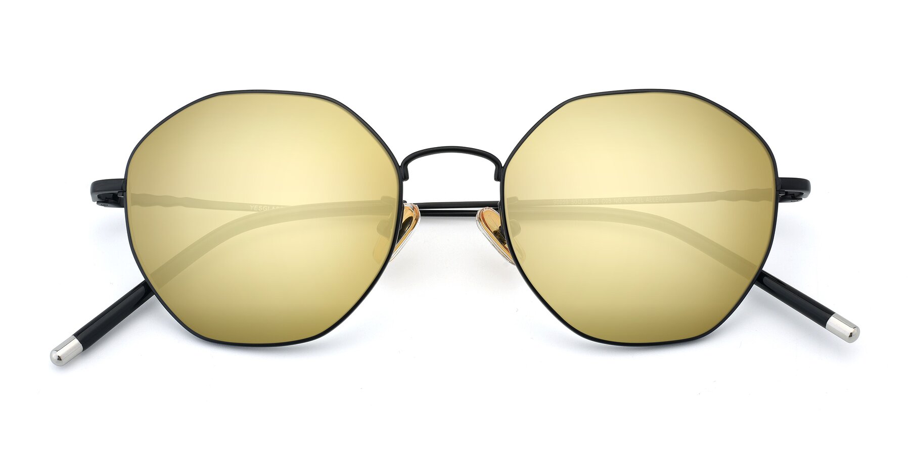 Folded Front of 90059 in Black with Gold Mirrored Lenses