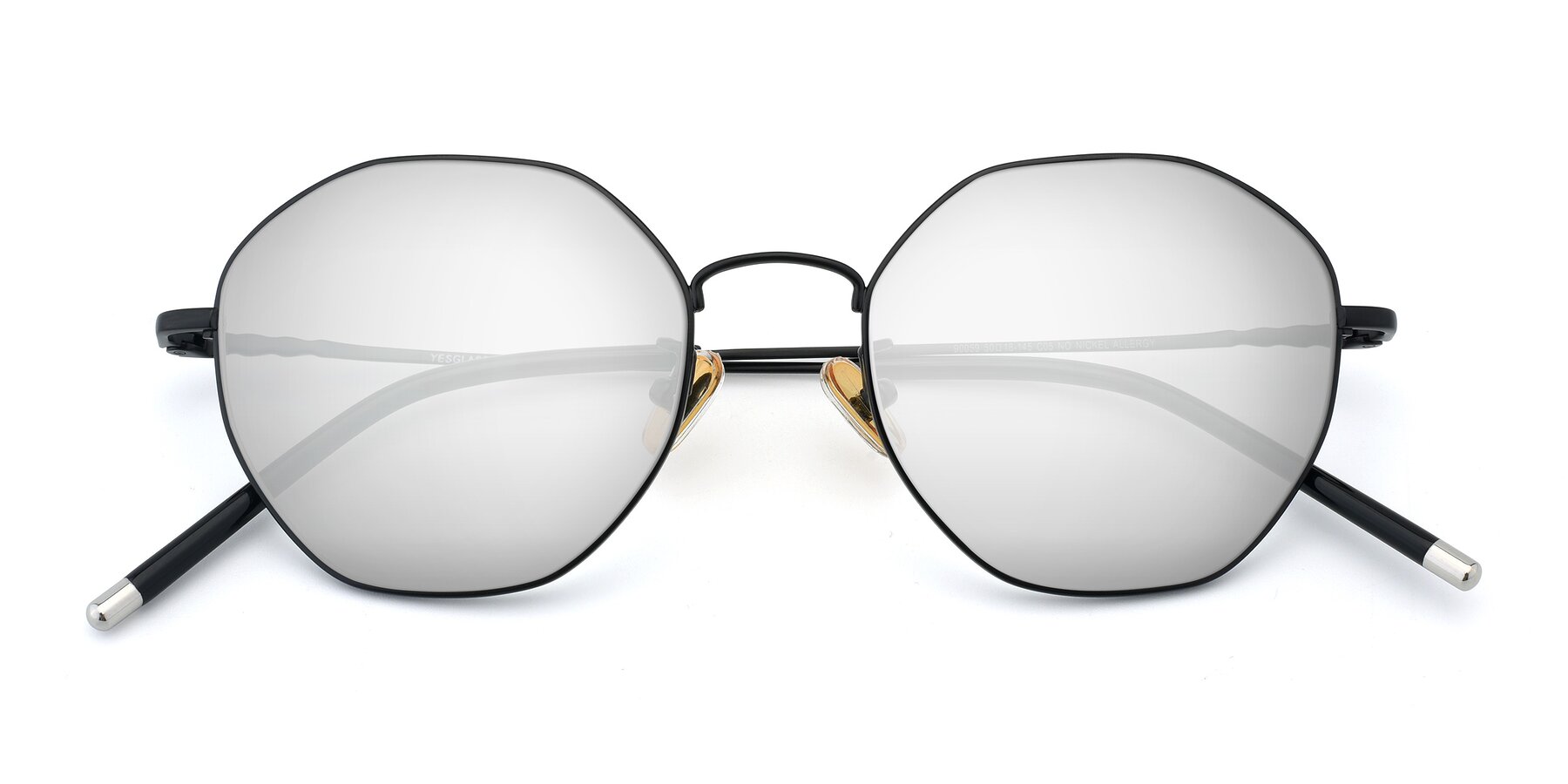 Folded Front of 90059 in Black with Silver Mirrored Lenses