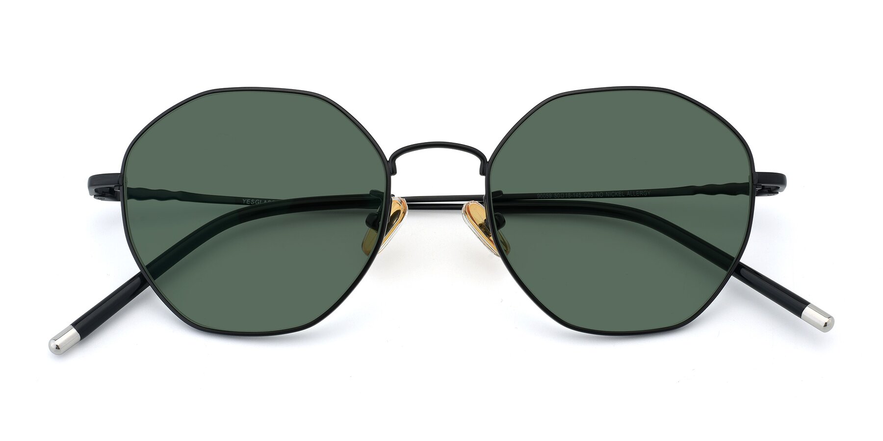 Folded Front of 90059 in Black with Green Polarized Lenses
