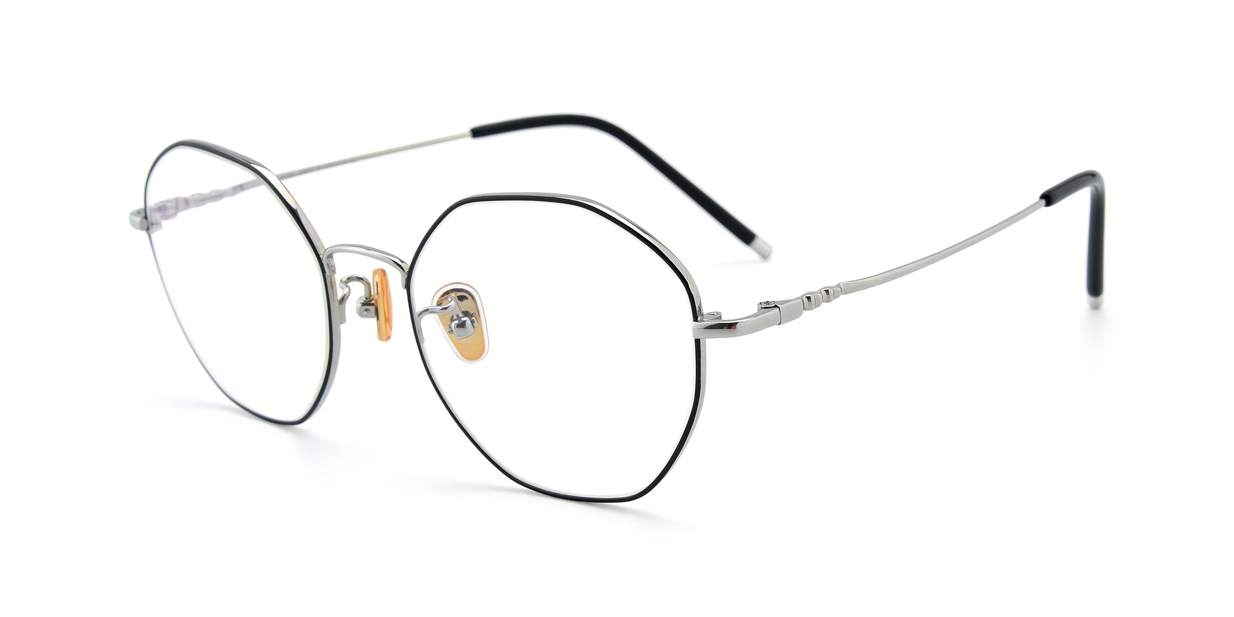Angle of 90059 in Black-Silver with Clear Reading Eyeglass Lenses