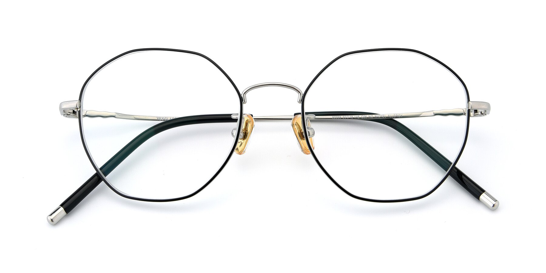 View of 90059 in Black-Silver with Clear Reading Eyeglass Lenses