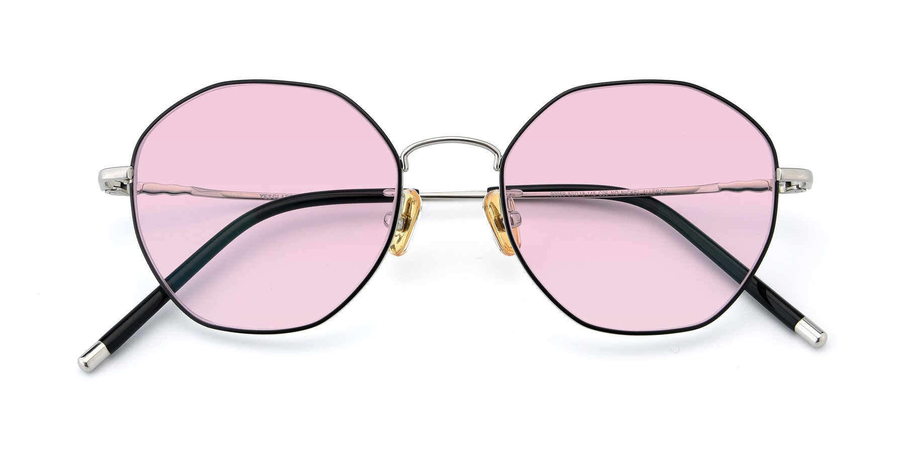 Folded Front of 90059 in Black-Silver with Light Pink Tinted Lenses
