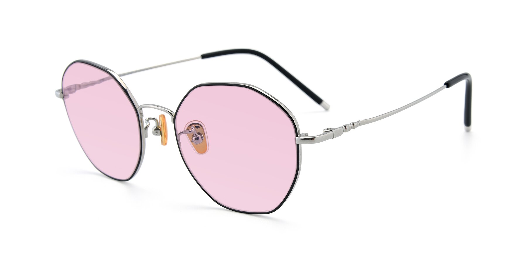 Angle of 90059 in Black-Silver with Light Pink Tinted Lenses