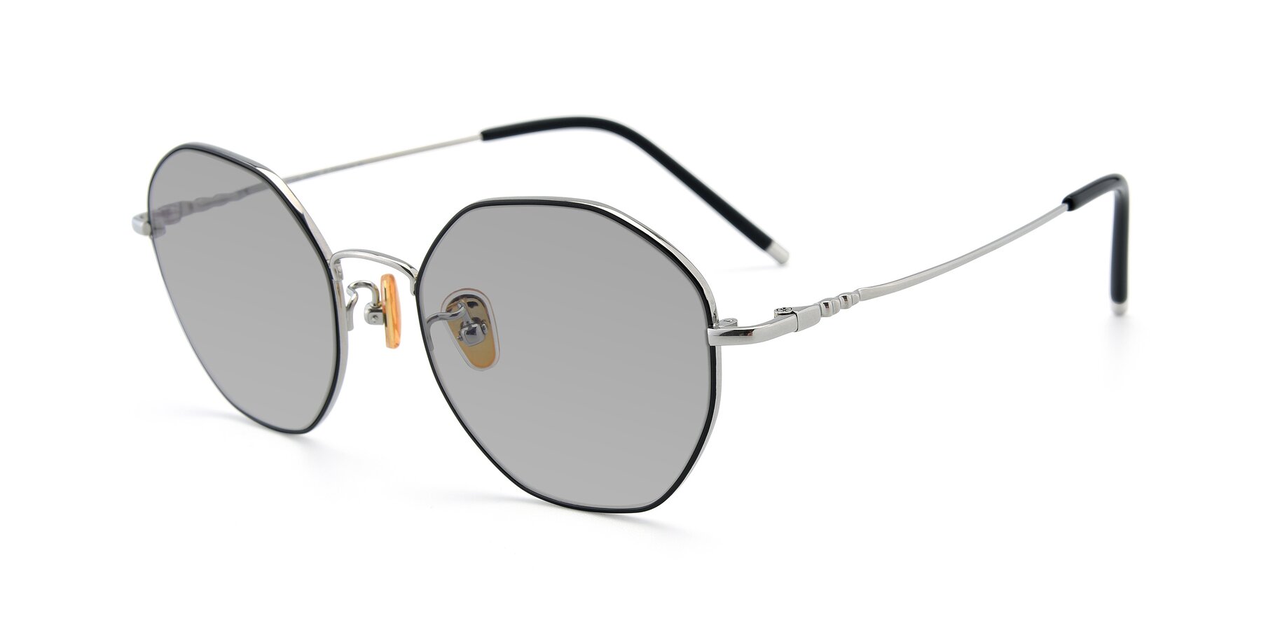 Angle of 90059 in Black-Silver with Light Gray Tinted Lenses