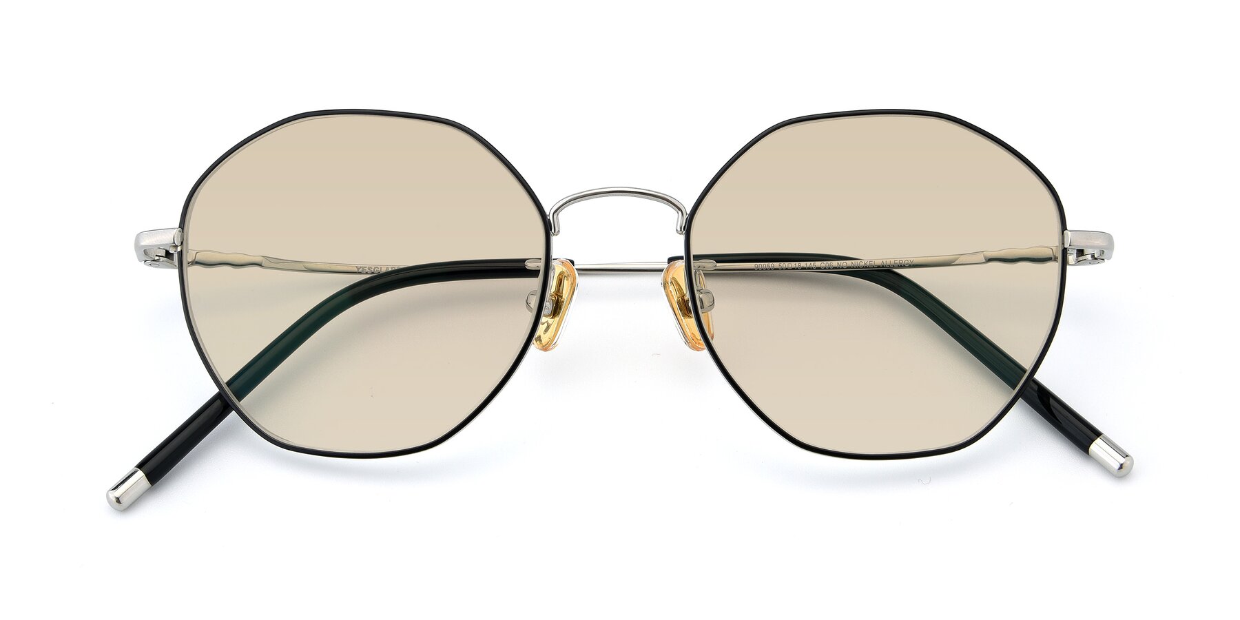 Folded Front of 90059 in Black-Silver with Light Brown Tinted Lenses