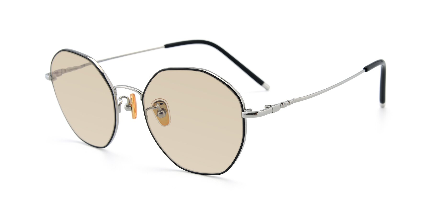 Angle of 90059 in Black-Silver with Light Brown Tinted Lenses