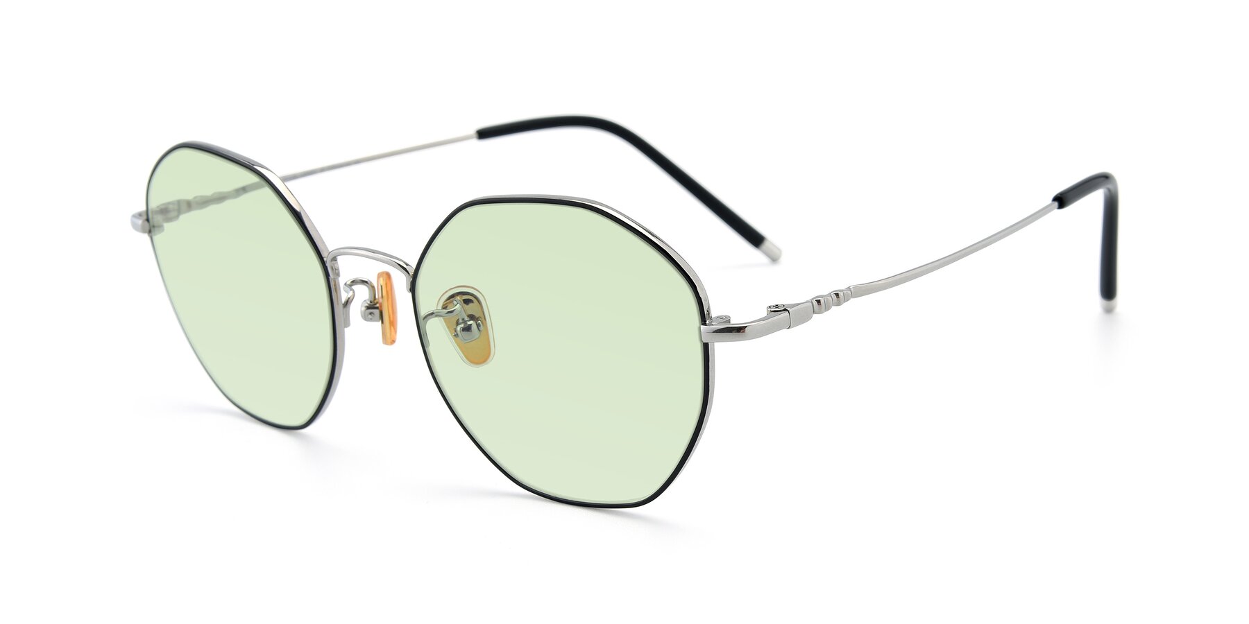Angle of 90059 in Black-Silver with Light Green Tinted Lenses