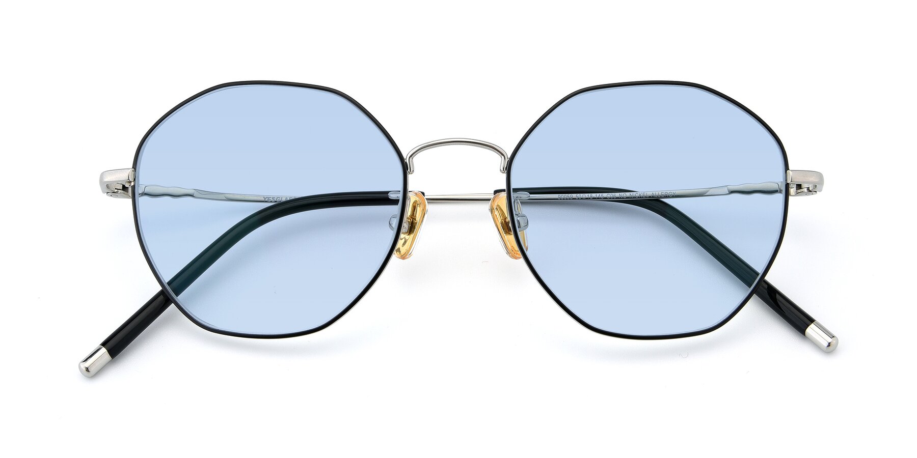 Folded Front of 90059 in Black-Silver with Light Blue Tinted Lenses