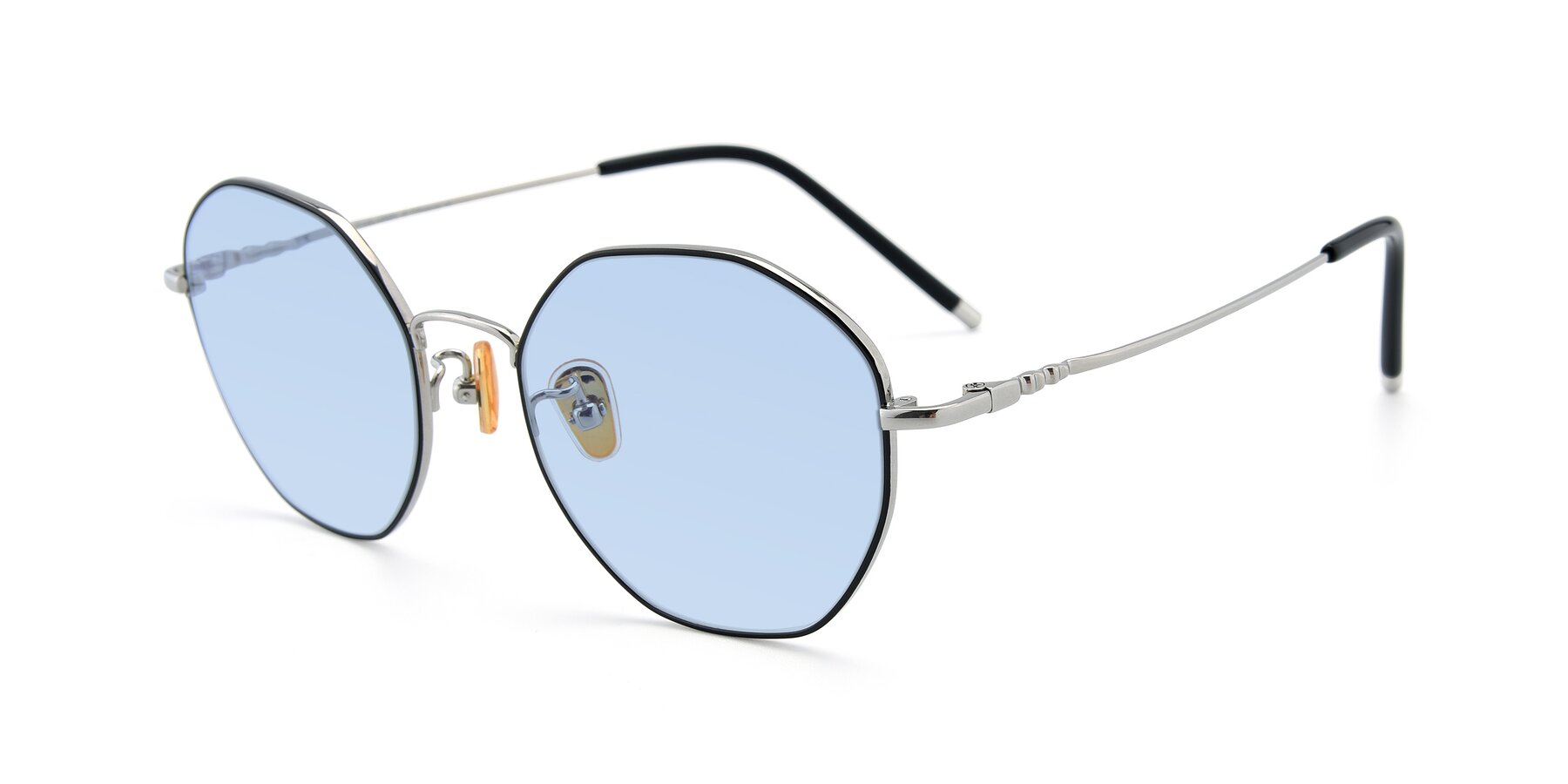 Angle of 90059 in Black-Silver with Light Blue Tinted Lenses