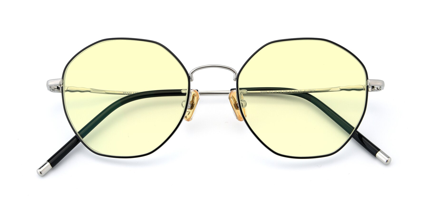 Folded Front of 90059 in Black-Silver with Light Yellow Tinted Lenses