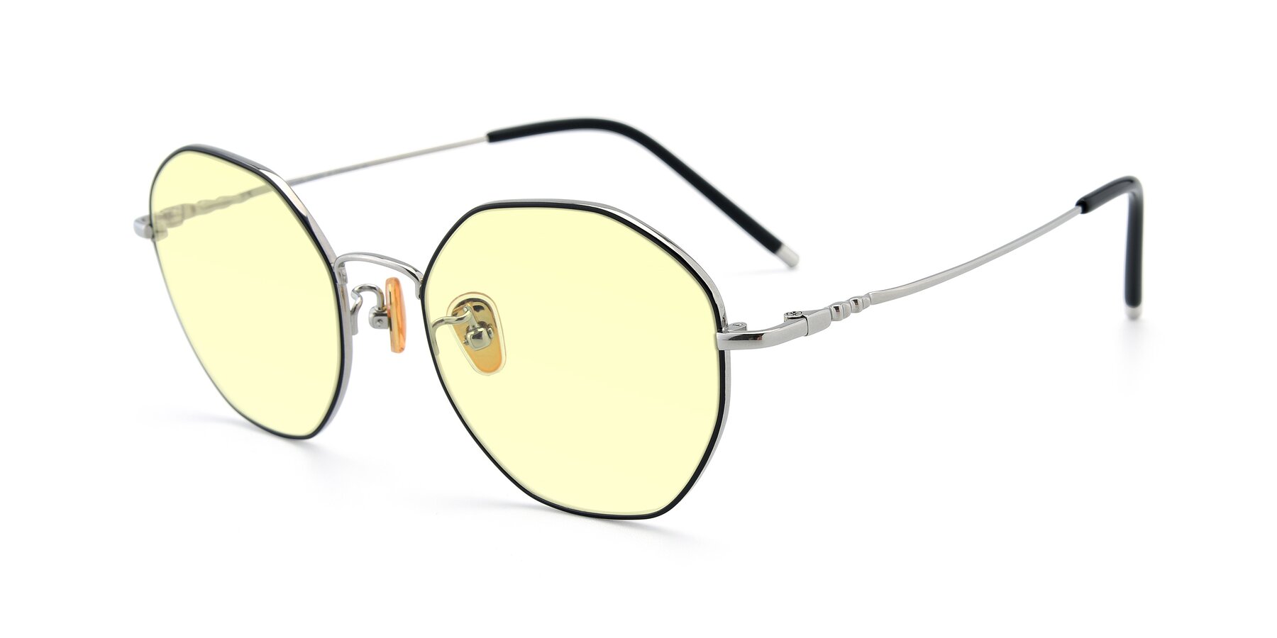 Angle of 90059 in Black-Silver with Light Yellow Tinted Lenses