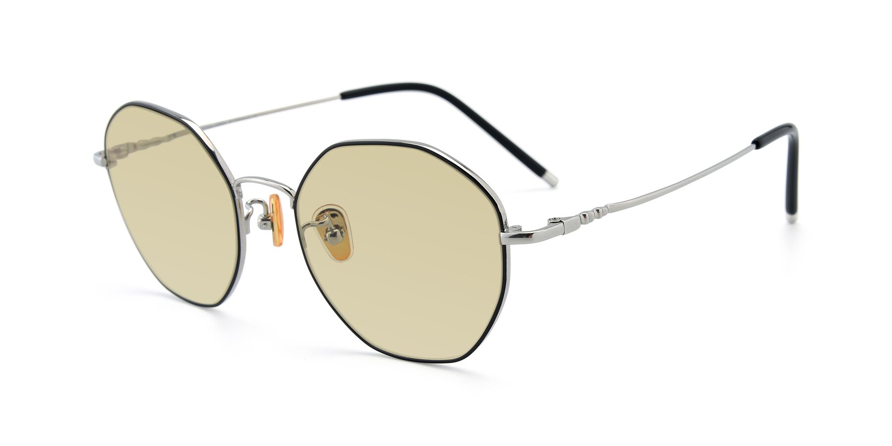 Angle of 90059 in Black-Silver with Light Champagne Tinted Lenses