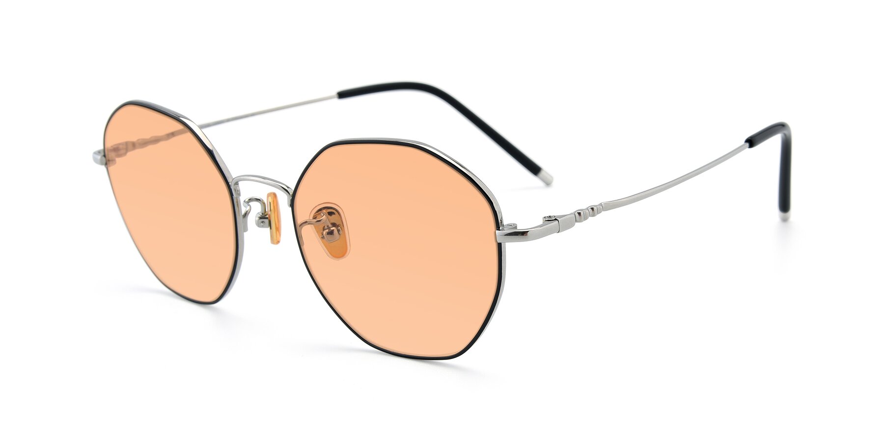 Angle of 90059 in Black-Silver with Light Orange Tinted Lenses