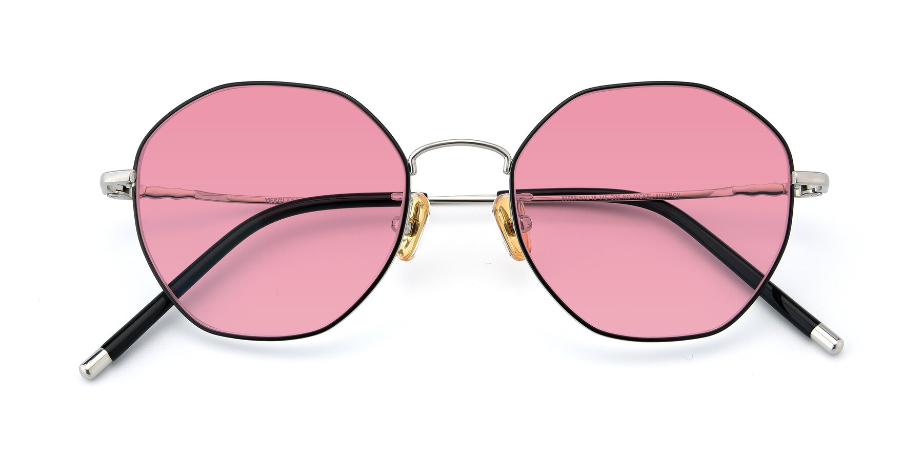 Folded Front of 90059 in Black-Silver with Pink Tinted Lenses