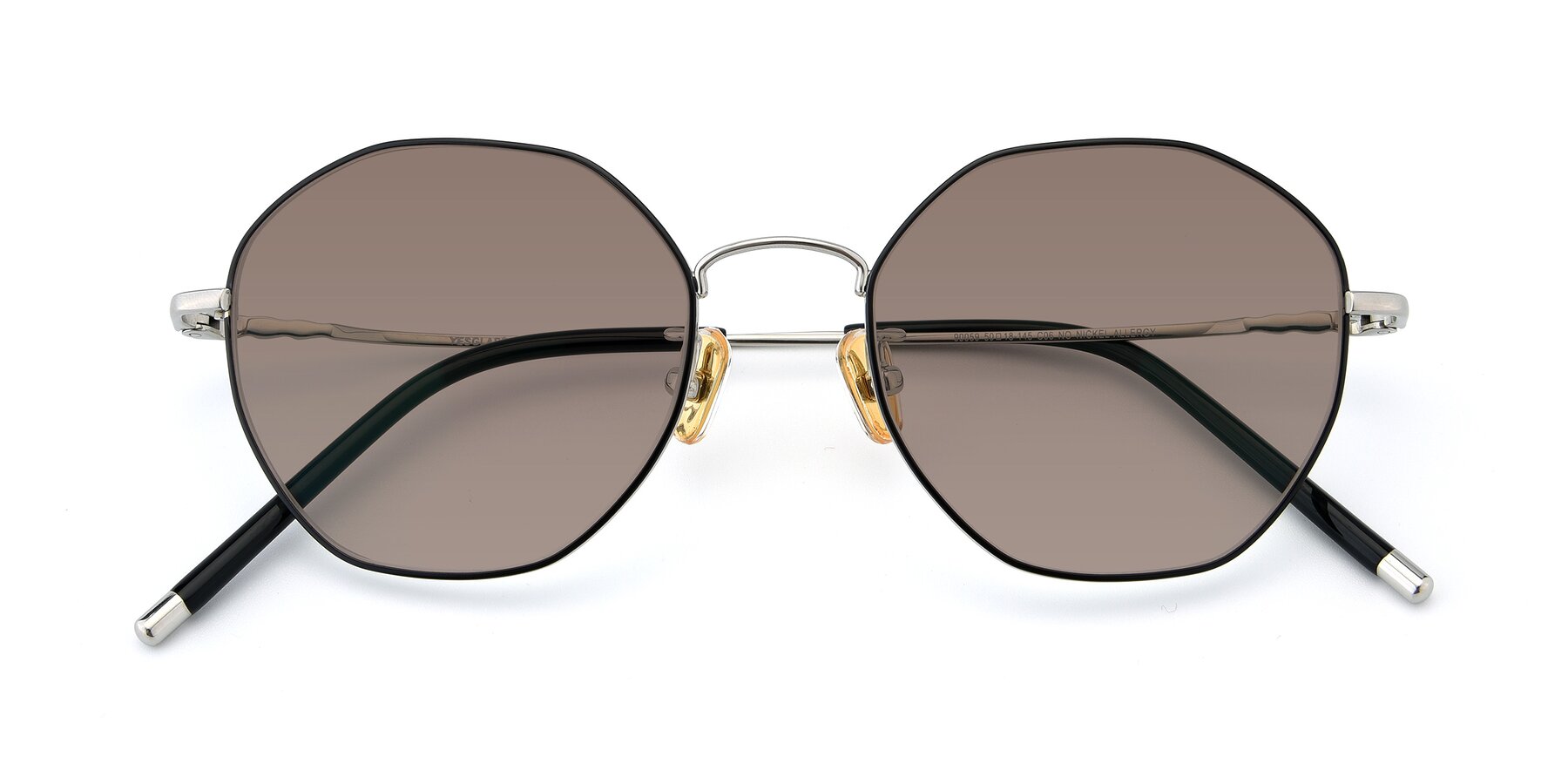 Folded Front of 90059 in Black-Silver with Medium Brown Tinted Lenses