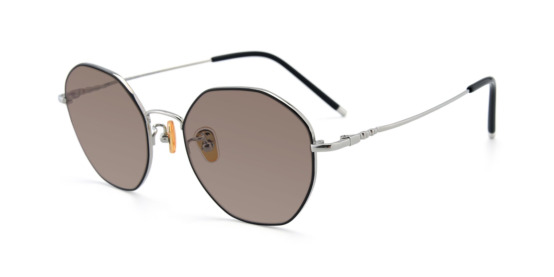 Angle of 90059 in Black-Silver with Medium Brown Tinted Lenses