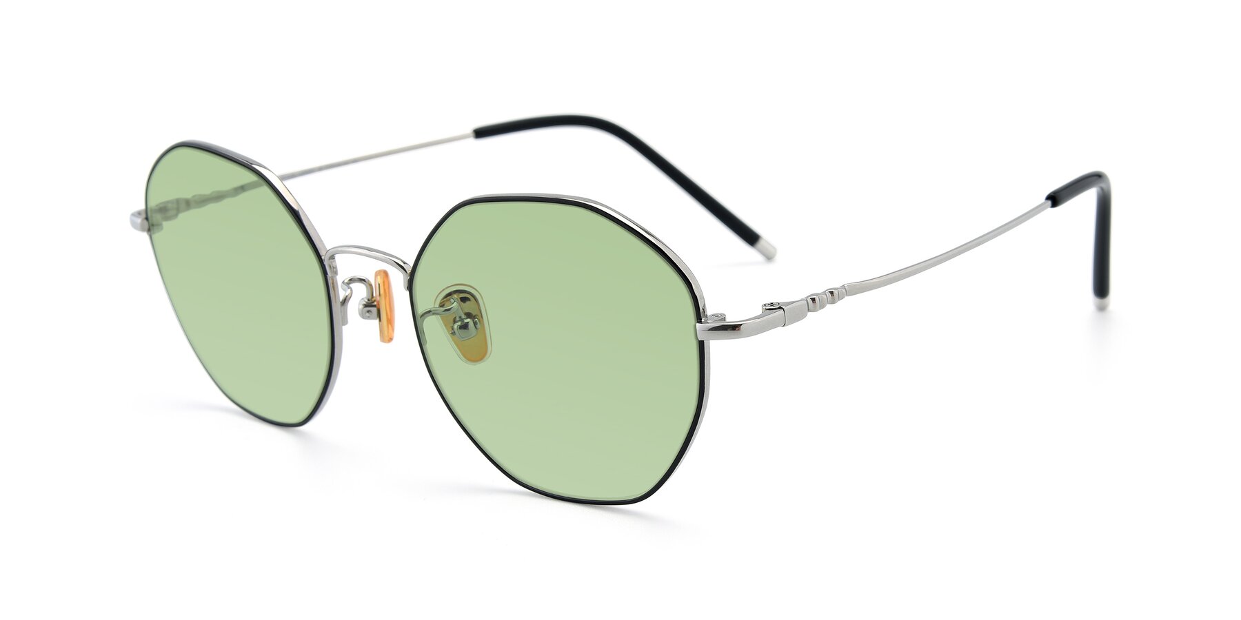 Angle of 90059 in Black-Silver with Medium Green Tinted Lenses