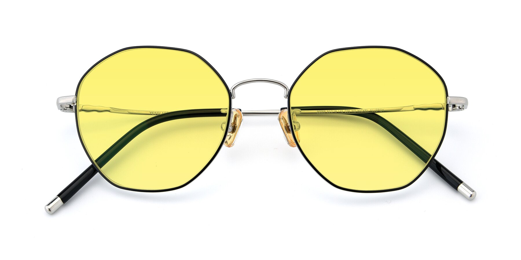 Folded Front of 90059 in Black-Silver with Medium Yellow Tinted Lenses