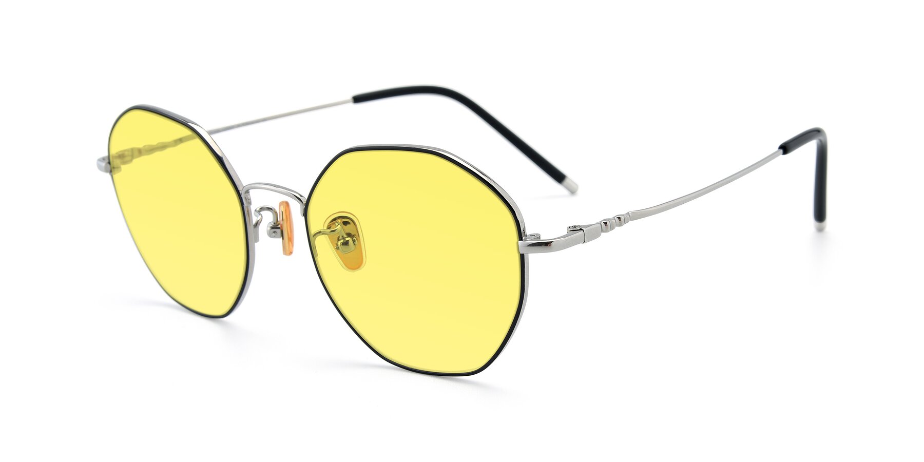 Angle of 90059 in Black-Silver with Medium Yellow Tinted Lenses
