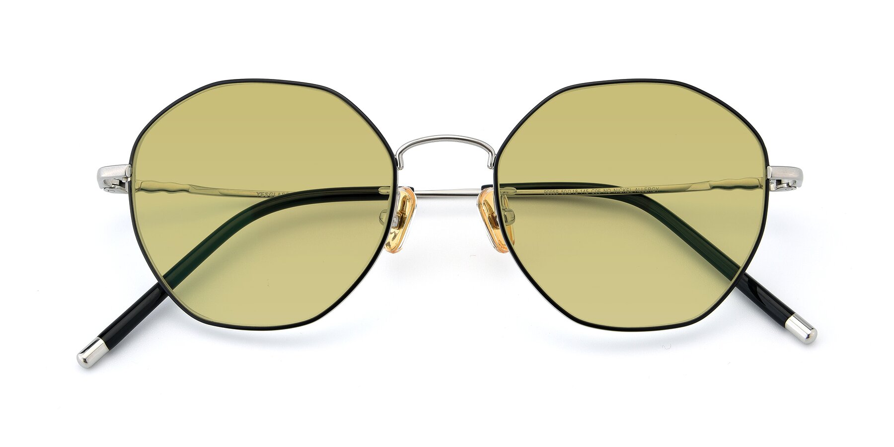 Folded Front of 90059 in Black-Silver with Medium Champagne Tinted Lenses