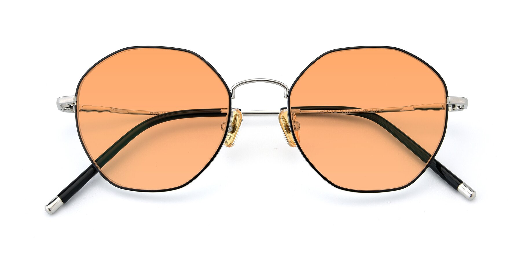 Folded Front of 90059 in Black-Silver with Medium Orange Tinted Lenses