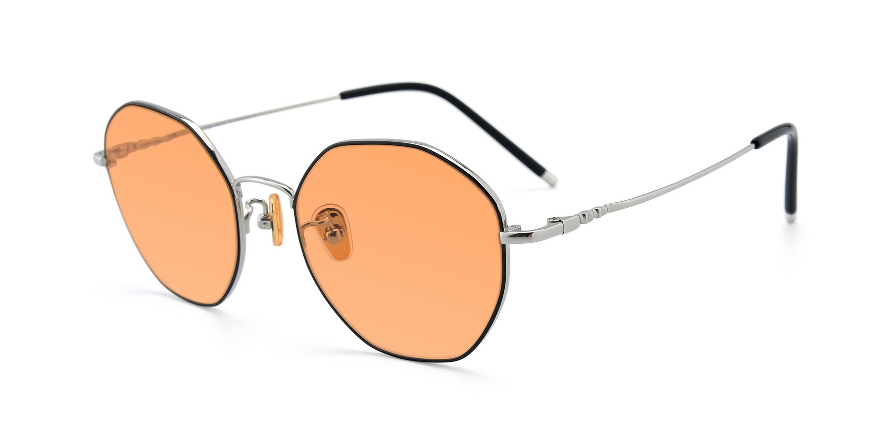 Angle of 90059 in Black-Silver with Medium Orange Tinted Lenses