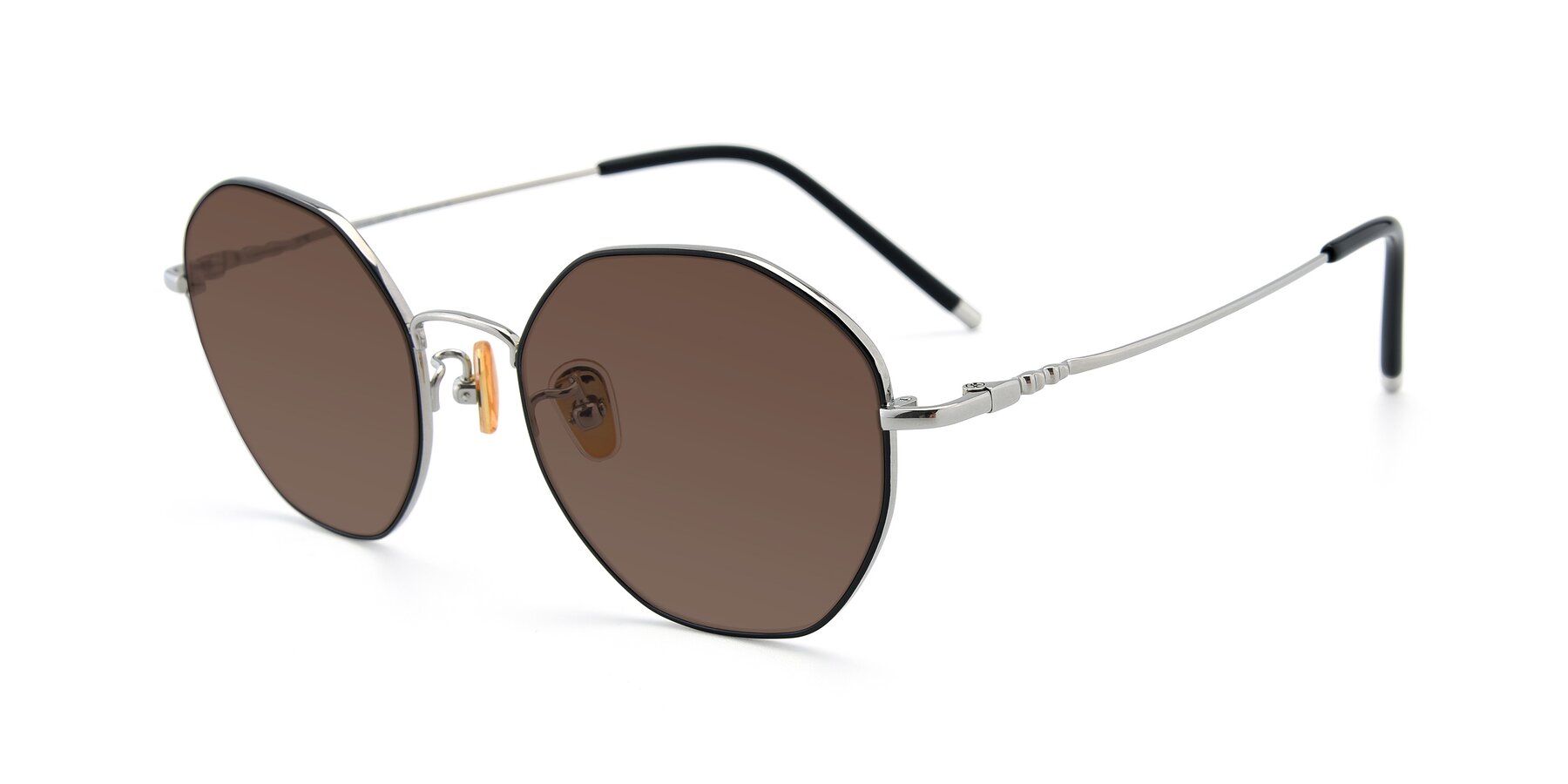 Angle of 90059 in Black-Silver with Brown Tinted Lenses