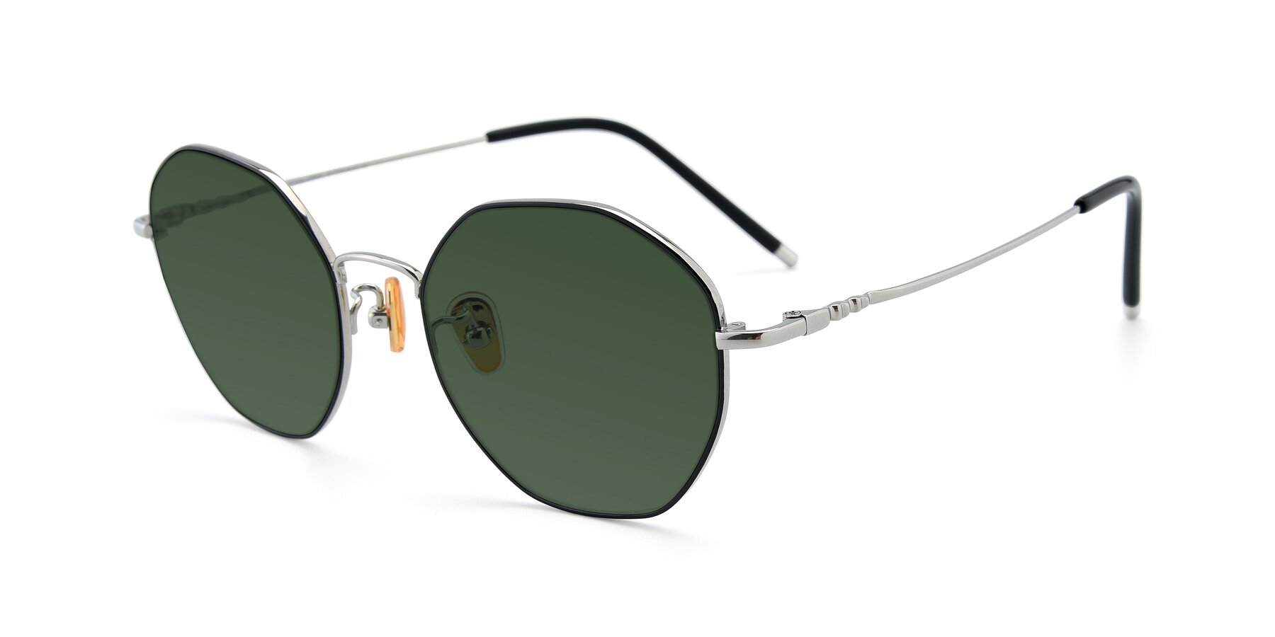 Angle of 90059 in Black-Silver with Green Tinted Lenses