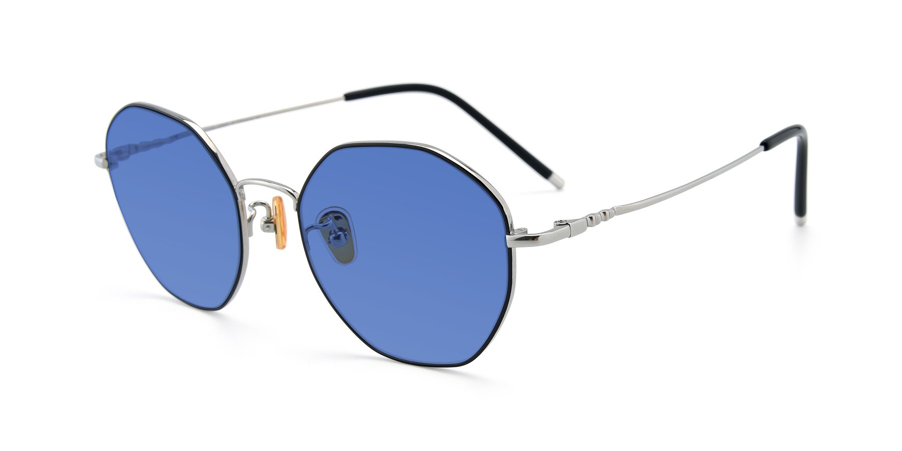 Angle of 90059 in Black-Silver with Blue Tinted Lenses