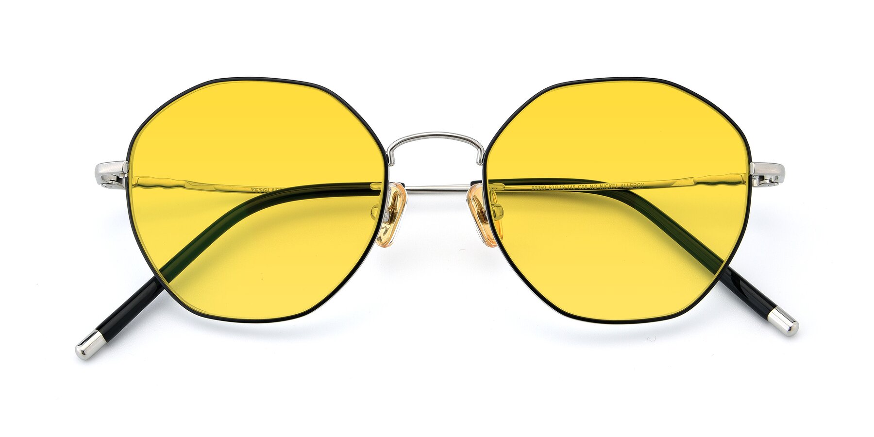 Folded Front of 90059 in Black-Silver with Yellow Tinted Lenses