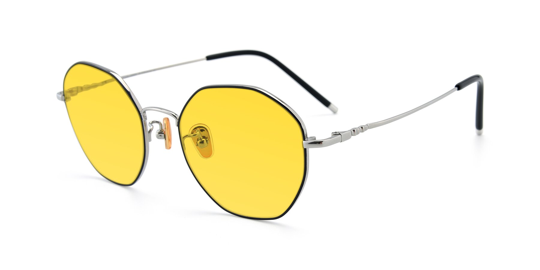Angle of 90059 in Black-Silver with Yellow Tinted Lenses