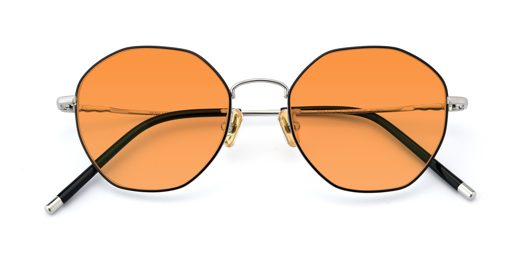 Folded Front of 90059 in Black-Silver with Orange Tinted Lenses
