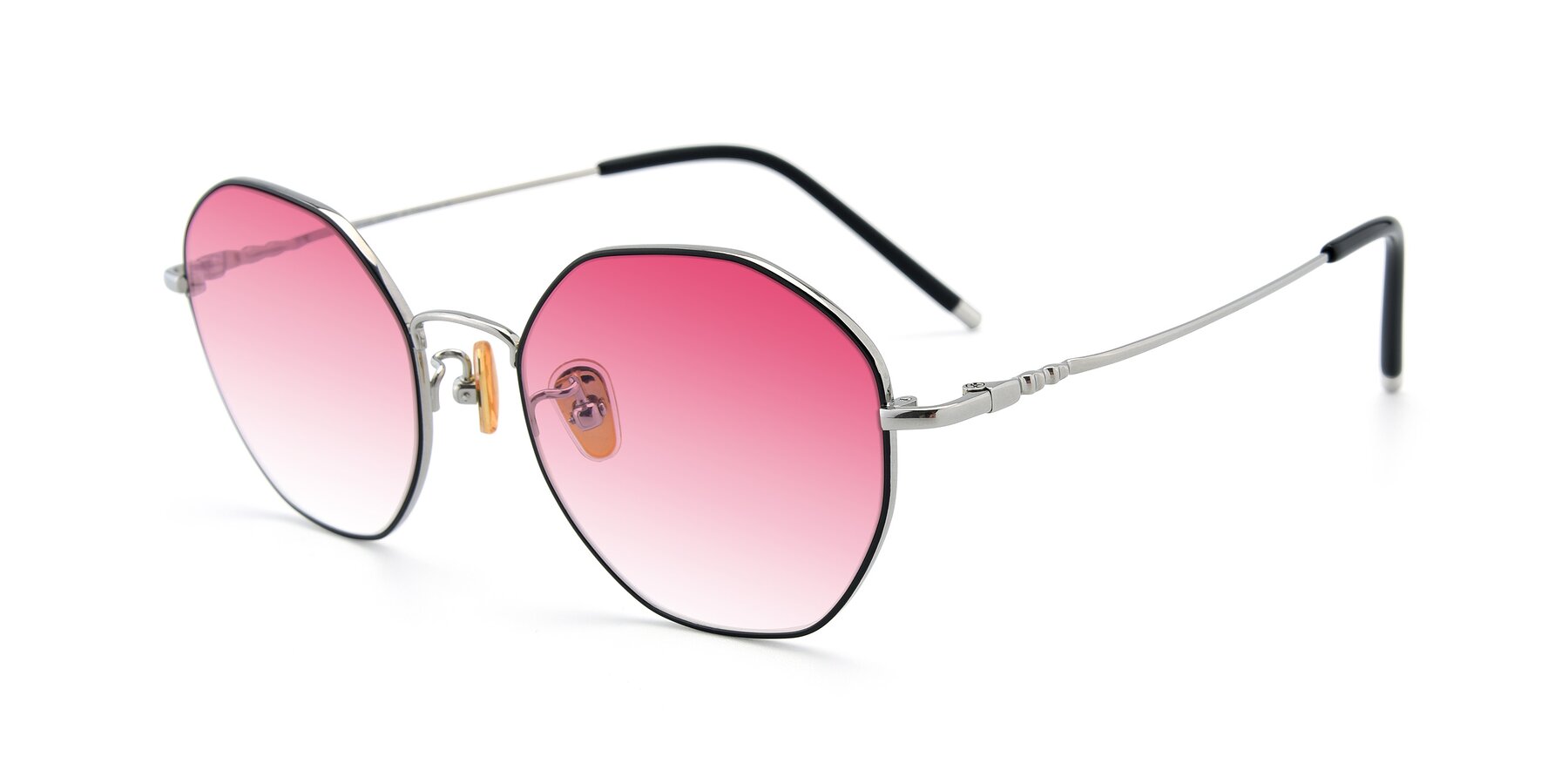 Angle of 90059 in Black-Silver with Pink Gradient Lenses