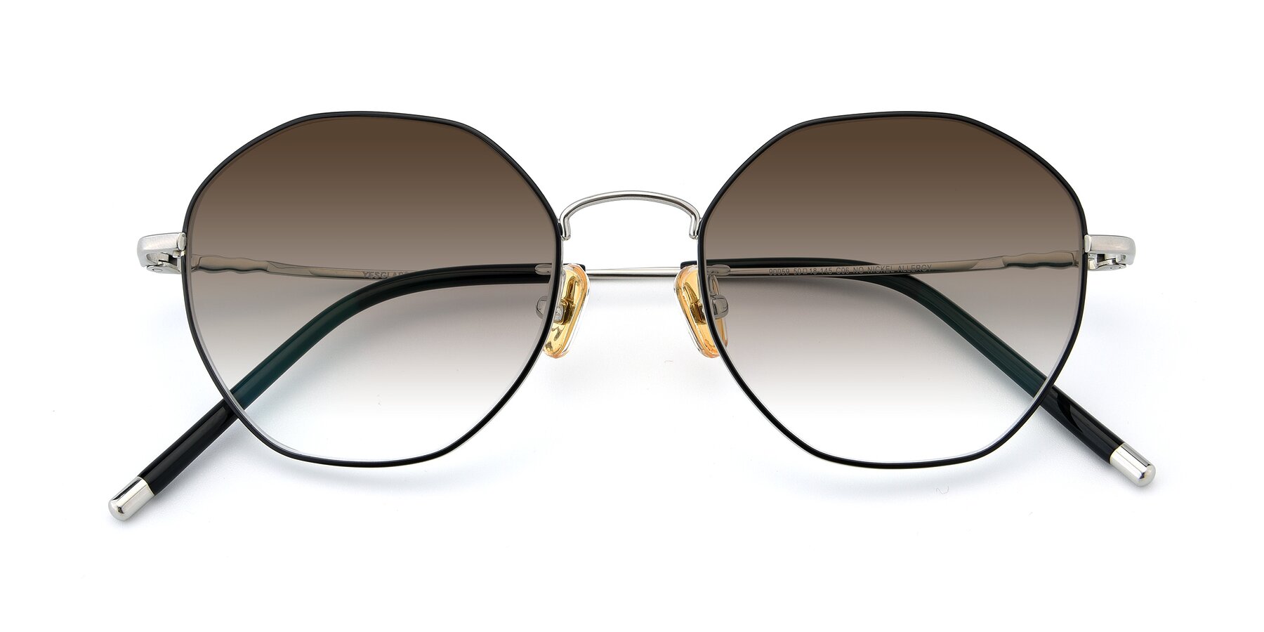 Folded Front of 90059 in Black-Silver with Brown Gradient Lenses