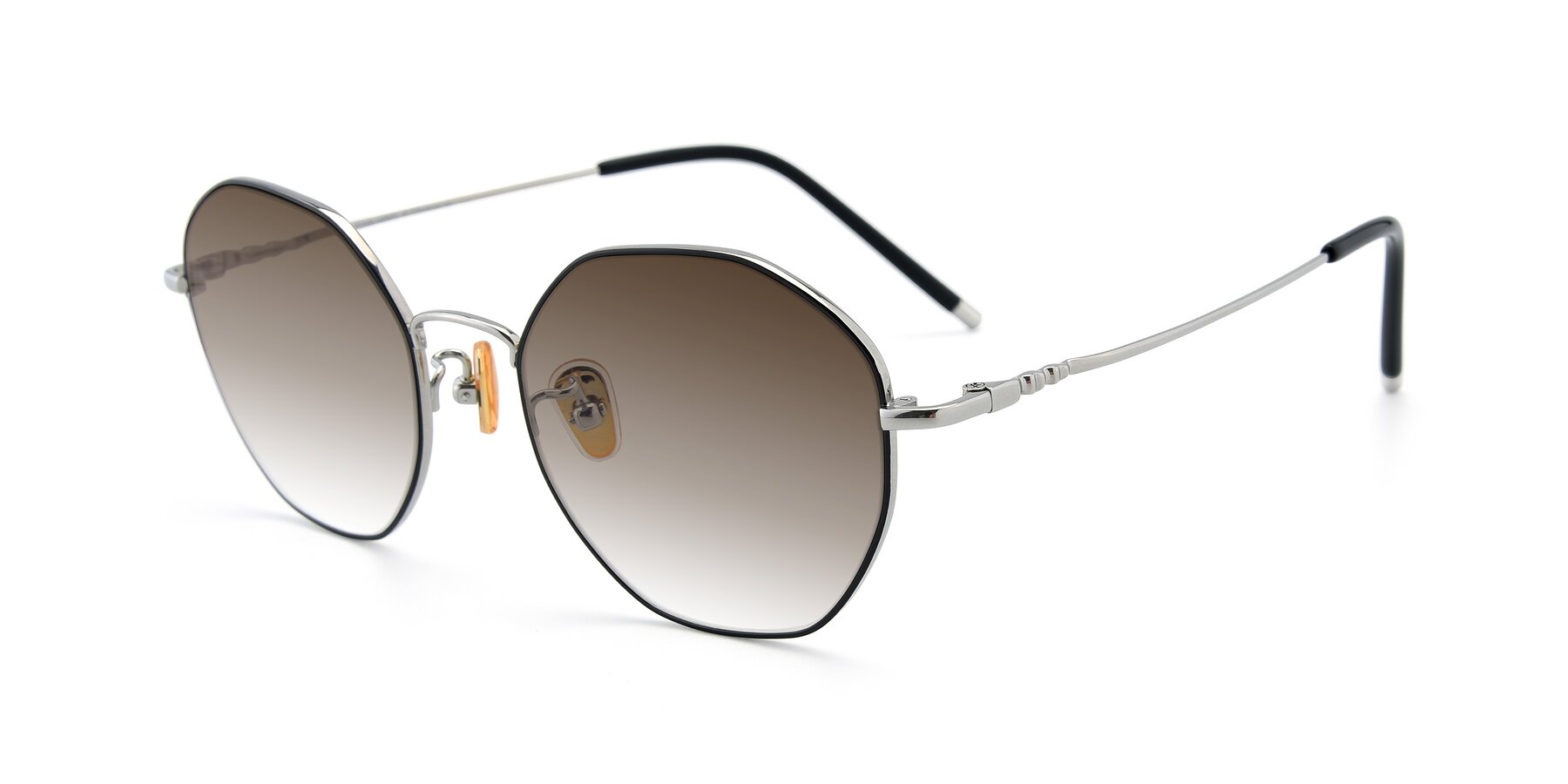 Angle of 90059 in Black-Silver with Brown Gradient Lenses