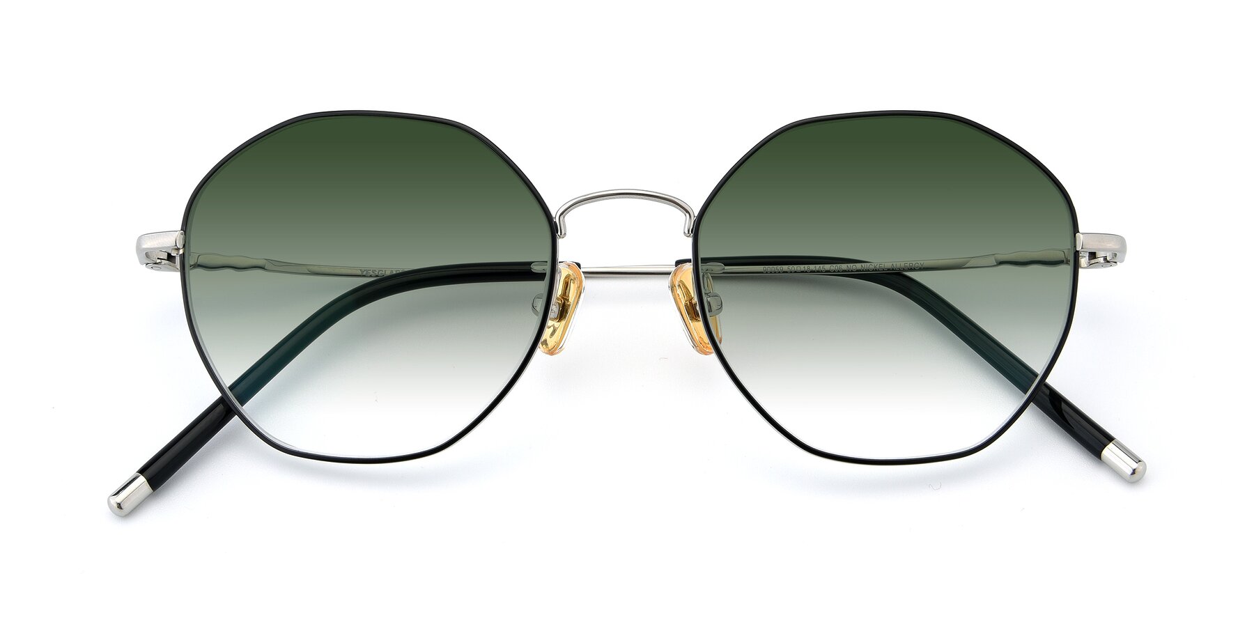 Folded Front of 90059 in Black-Silver with Green Gradient Lenses