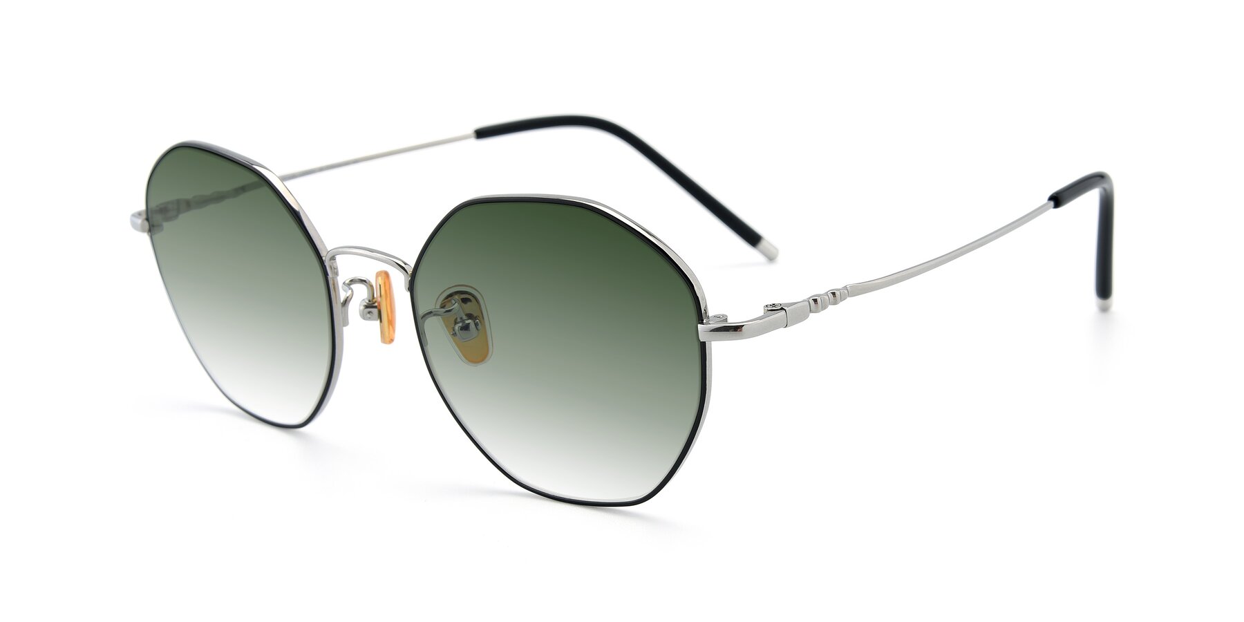 Angle of 90059 in Black-Silver with Green Gradient Lenses