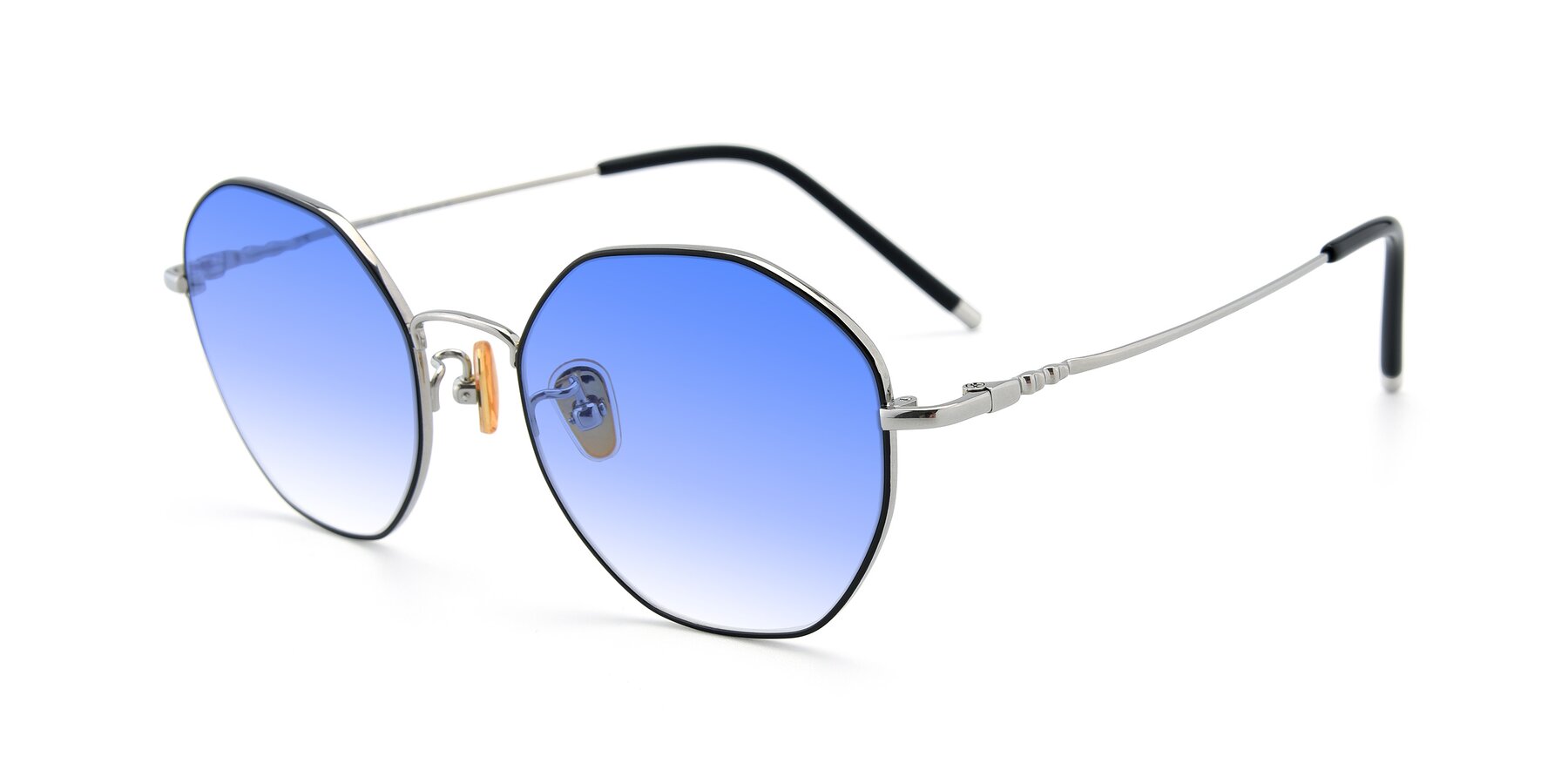 Angle of 90059 in Black-Silver with Blue Gradient Lenses