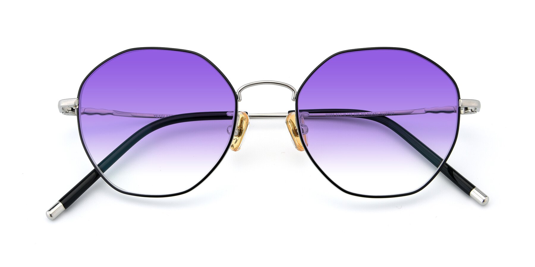 Folded Front of 90059 in Black-Silver with Purple Gradient Lenses