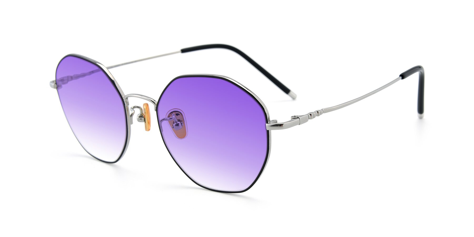 Angle of 90059 in Black-Silver with Purple Gradient Lenses