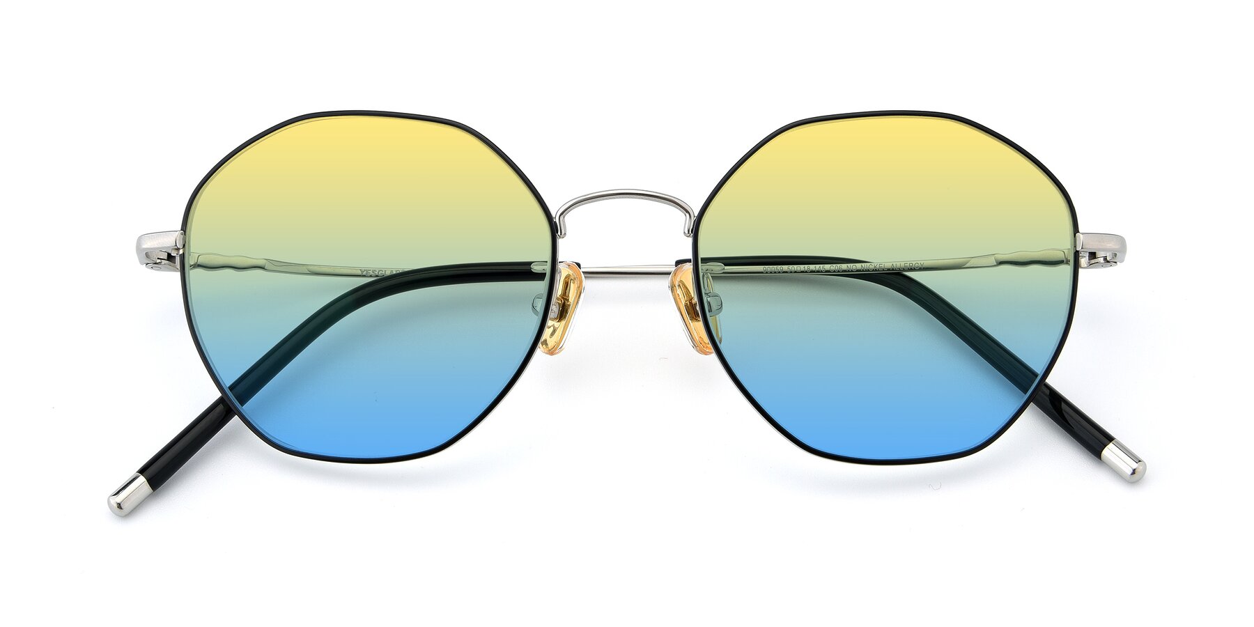 Folded Front of 90059 in Black-Silver with Yellow / Blue Gradient Lenses
