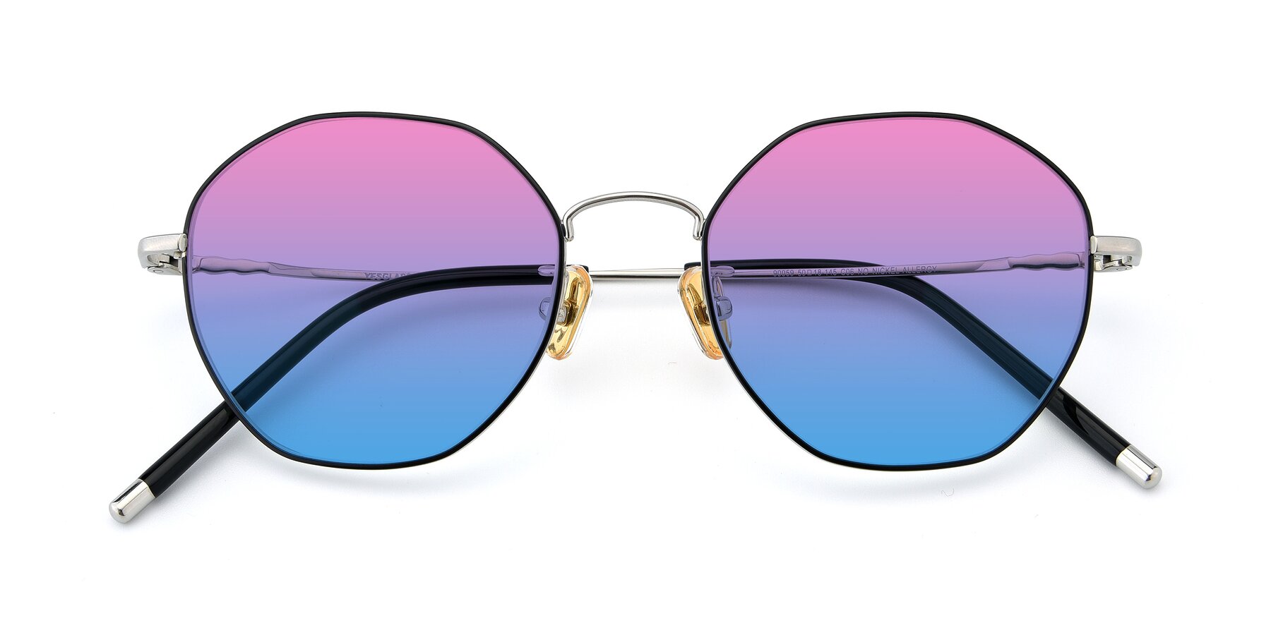 Folded Front of 90059 in Black-Silver with Pink / Blue Gradient Lenses
